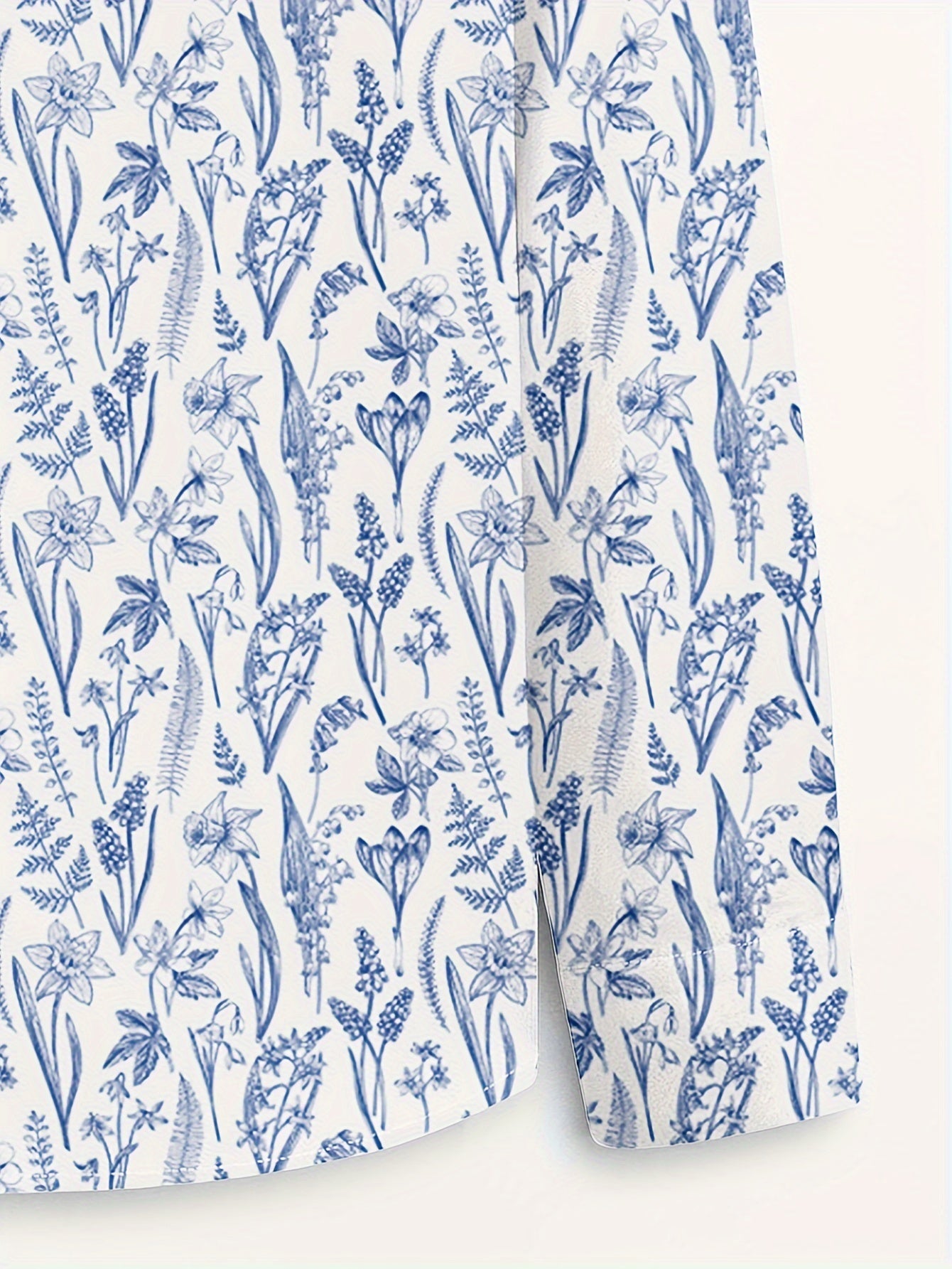 Men's Plants Pattern Allover Print Lapel Collar Design Dress Shirts,