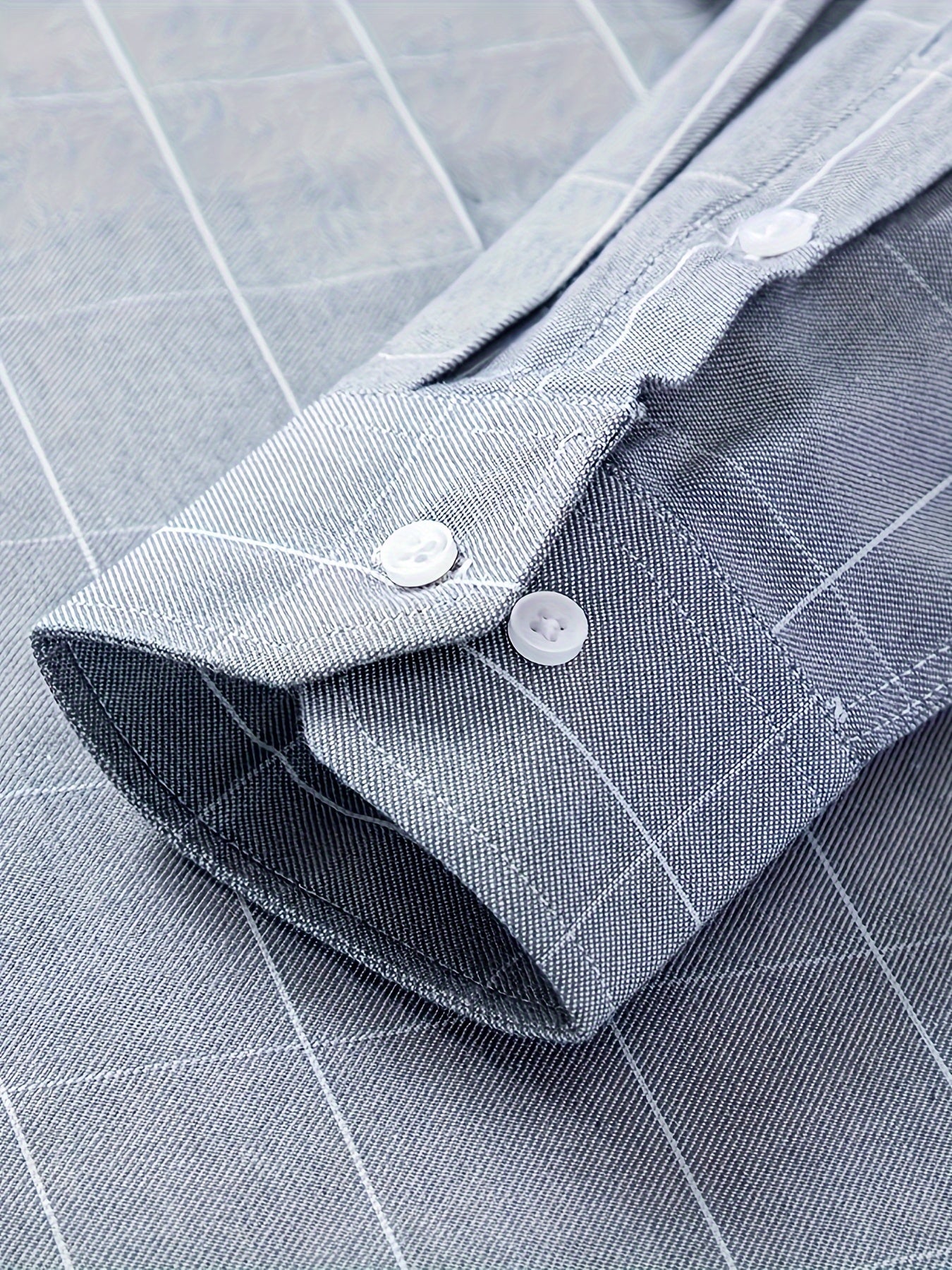 Men's Plaid Lapel Collar Dress Shirts, Long Sleeve Casual Button.