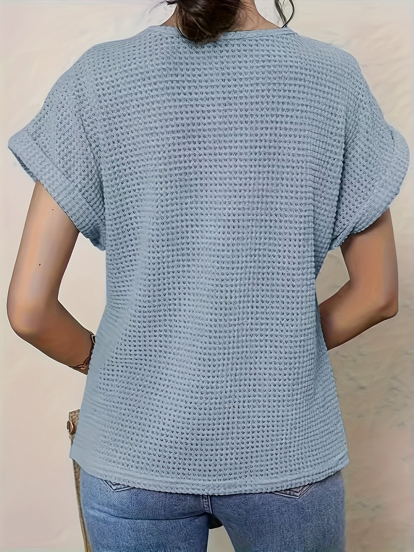 Lace Splicing Crew Neck T-shirt, Casual Short Sleeve Top For Spring & Summer, Women's Clothing