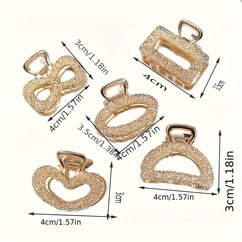 5pcs Elegant Hollow Out Hair Claw Clips Retro Non Slip Hair Grab Clips For Women And Daily Use Wear