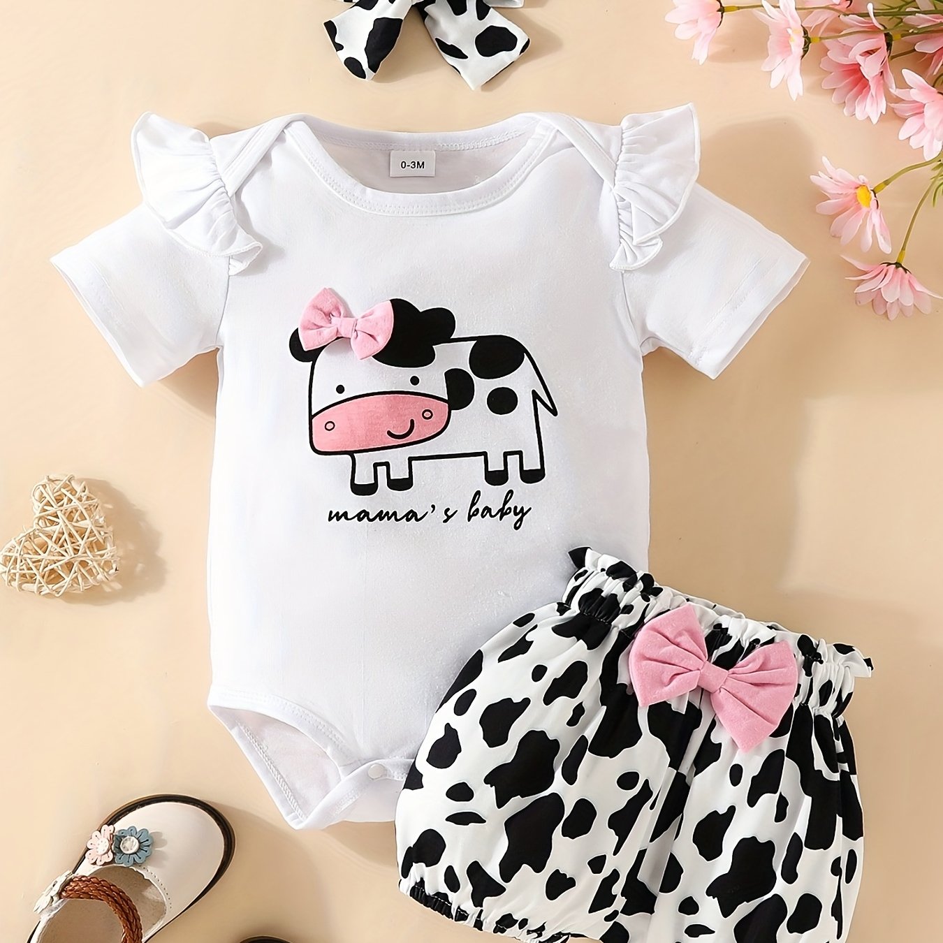 3pcs Short Sleeve & Shorts Set for Newborns - "I'm Daddy's Girl"