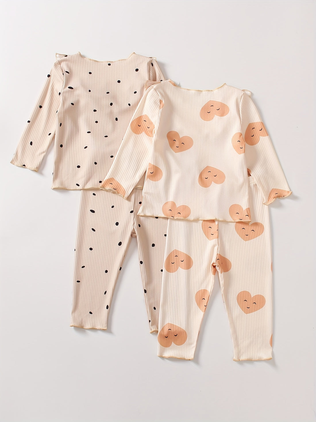Two Sets Cute Graphic Outfits, Baby Girls .