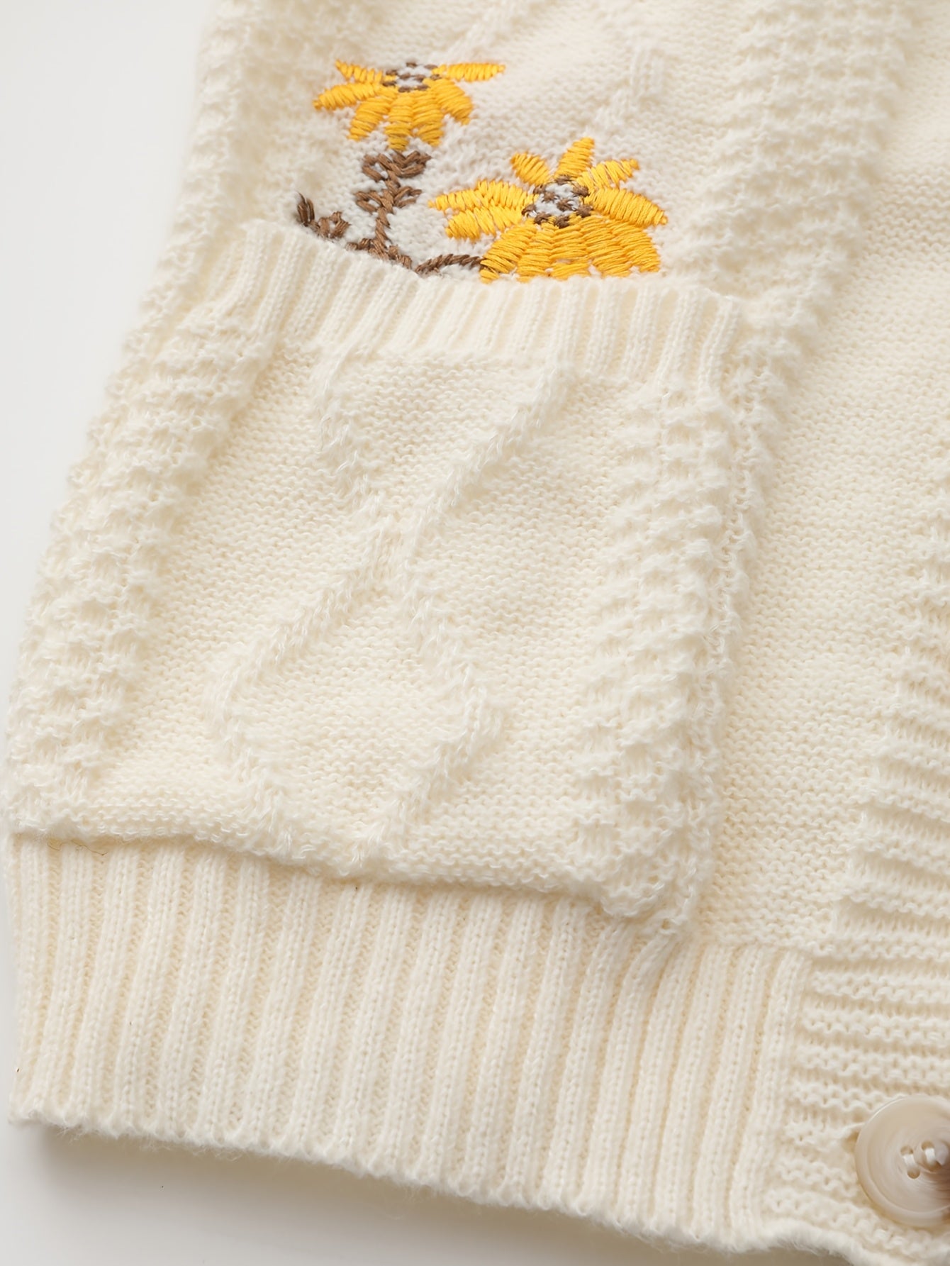 Women's Casual Floral Embroidered Cardigan - Long Sleeve,