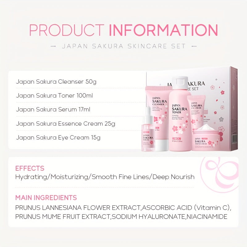 1 Set Sakura Skin Gift Set, improving Skin Tone Firming, Smoothing Cream, Sensitive Skin Serum