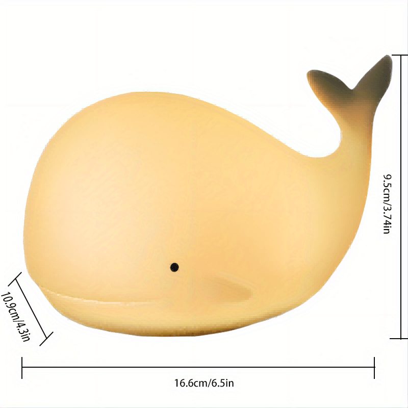 7 Colors Whale Kawaii Night Light - Rechargeable, Color-Changing, Silicone, Christmas and Halloween Gift Lamp with Soft Glowing Effect