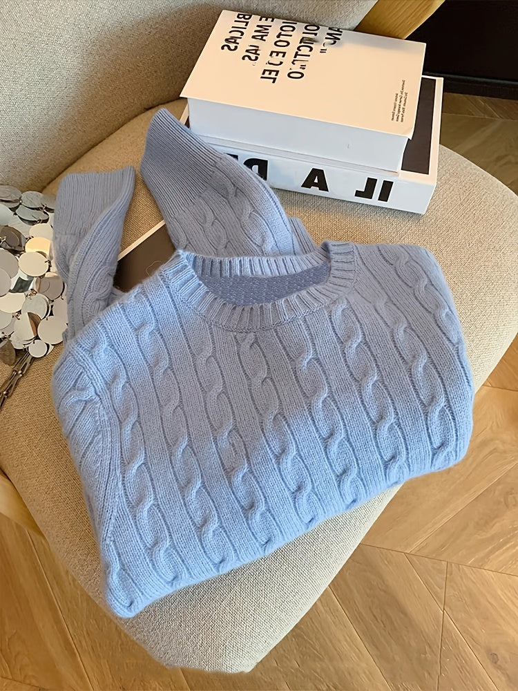 [Home Relaxation] Women's Elegant Cable Knit Sweater .
