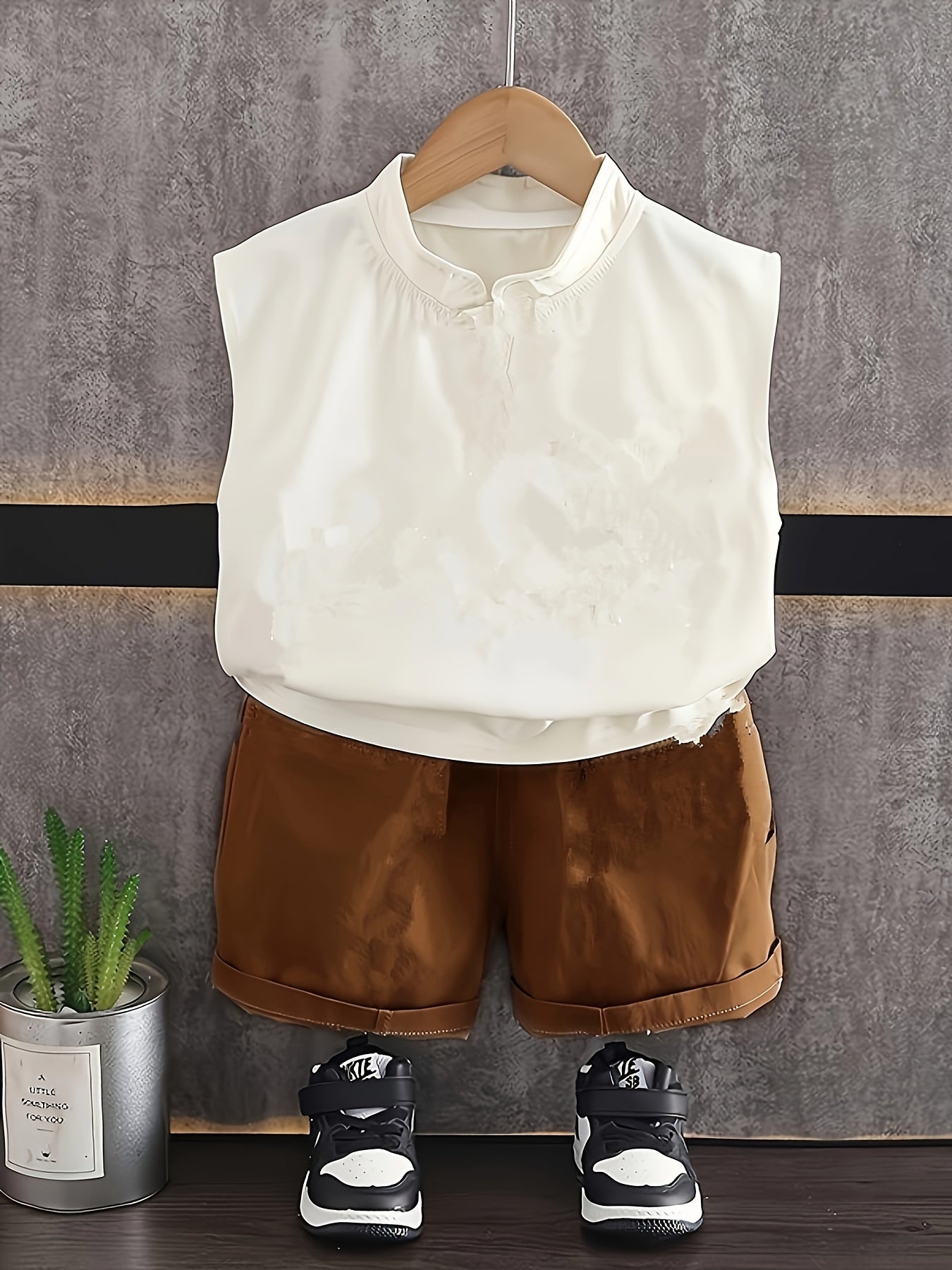 Baby Boys' Summer Sleeveless Letter Print Cotton Top .