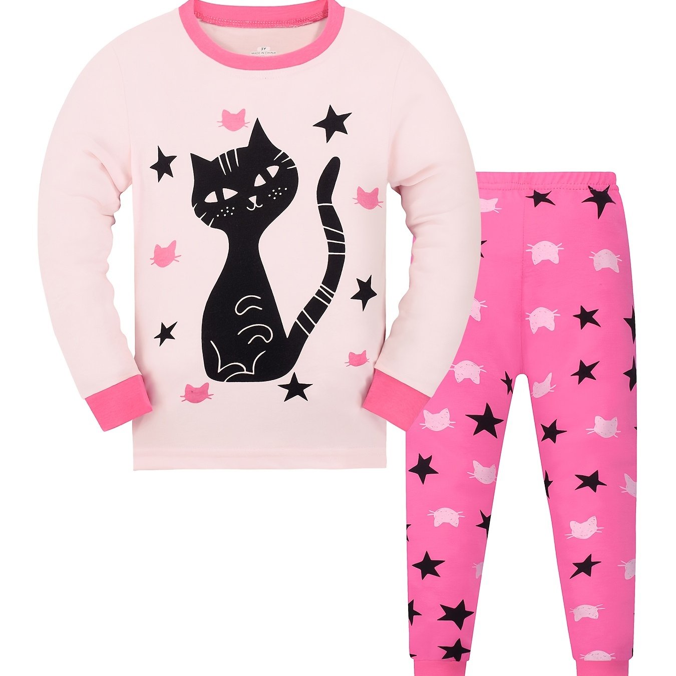 Kid's 2pcs Pajamas, Long Sleeve Top & Pants Set,