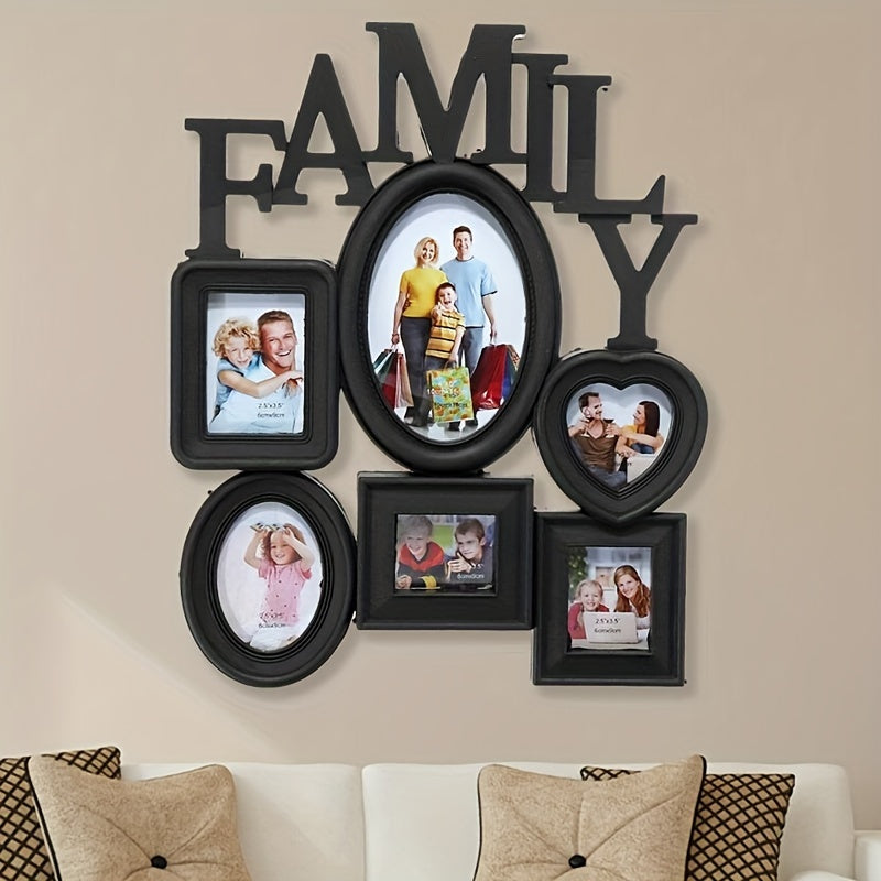 Family Photo Frame Wall Hanging 6 Multi-Sized Pictures Holder Display Home Decor Gift, Halloween, Thanksgiving And Christmas Gift