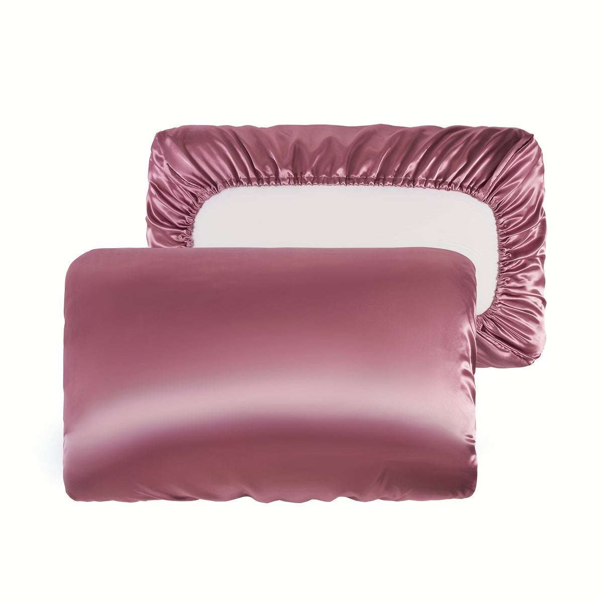 2pcs Soft And Breathable Satin Pillowcase With Elastic Cord .