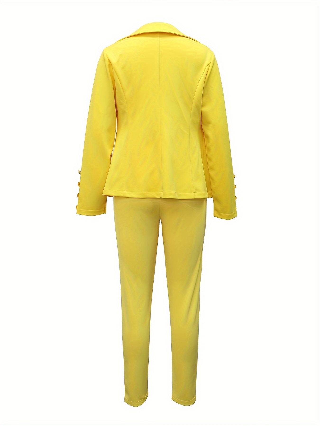 Business Casual Two-piece Set, Double-breasted Lapel Blazer.