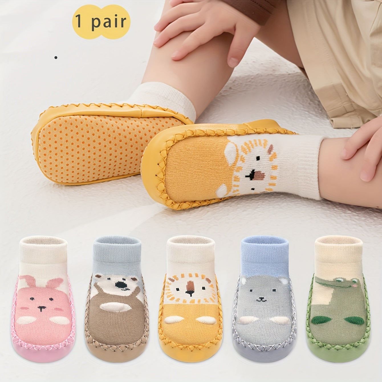 1 Pair Of Toddler's Novelty Cute Cartoon Floor Sock Shoes, /MH