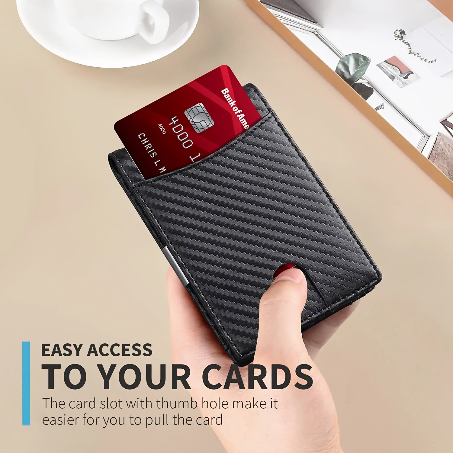 1pc Men's 10 Card Slots Holder, Slim Wallet With Money Clip, RFID Blocking Bifold Minimalist Credit Card Holder For Men, Ideal Gift For Men