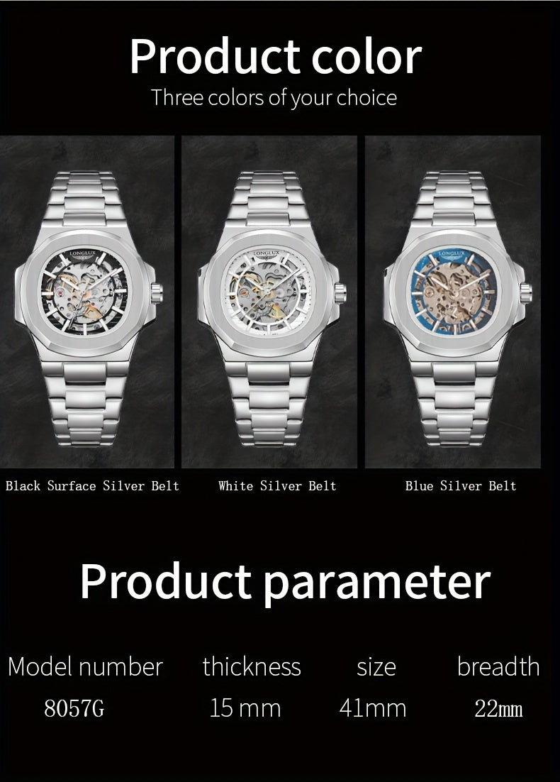 Dial4.1cmNautilus Watch For Men Fully Automatic Business Leisure Watch All Metal Case Steel Bow Strap With Butterfly Clasp Trend Fashion Luminous Waterproof Watch Christmas Gift Valentine's Day Gift