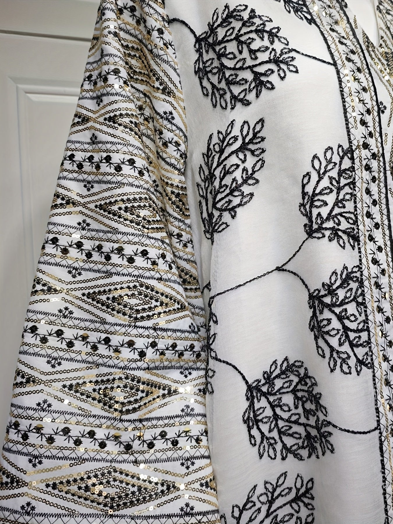 Elegant Black & Golden Decorated Kaftan for Women - ./MH