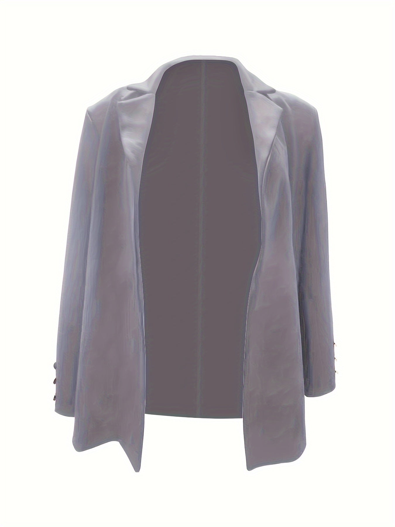 Solid Open Front Lapel Blazer, Elegant Button Decor Long Sleeve Blazer.