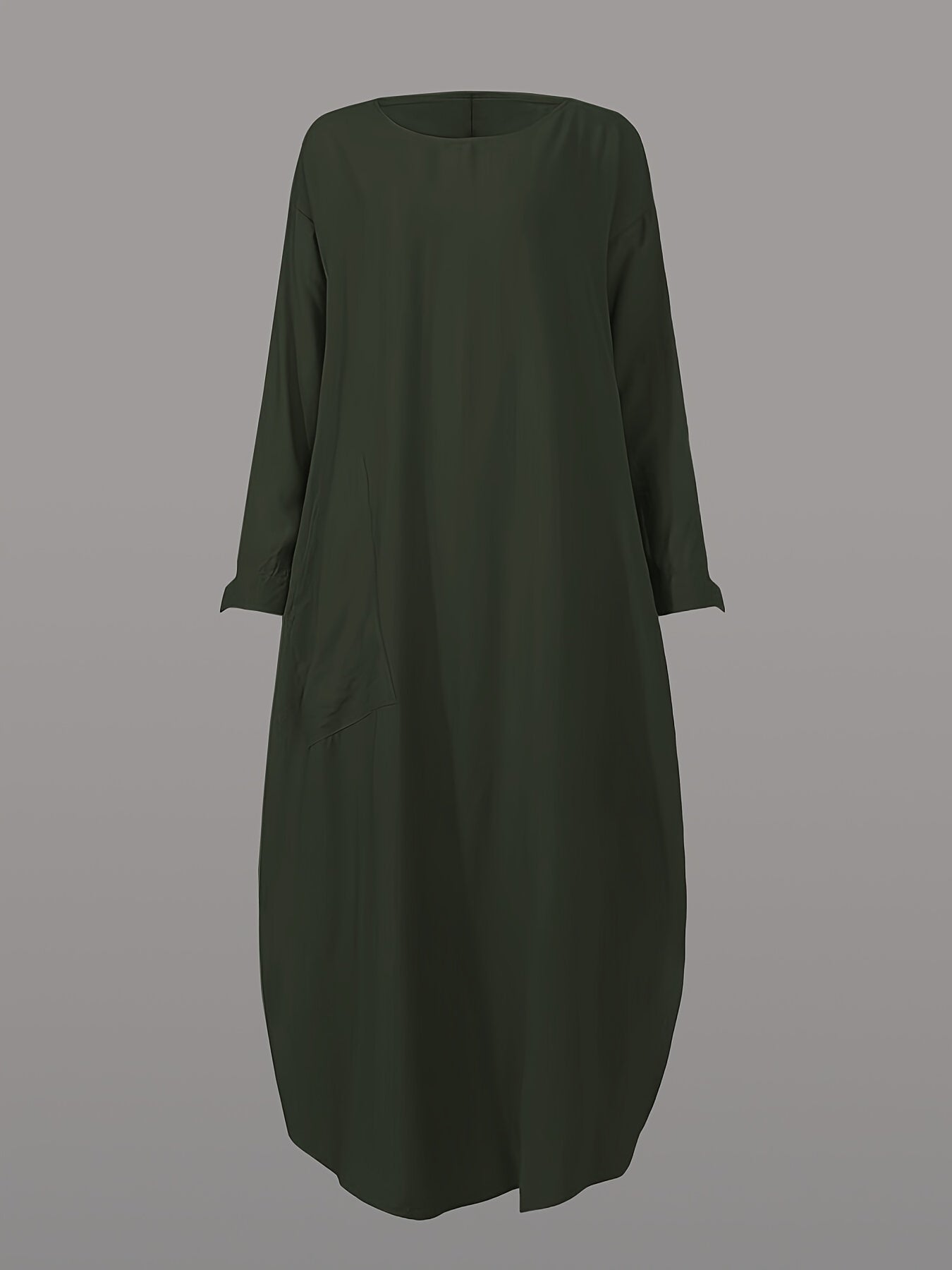 Solid Split Kaftan Dress, Modest Long Sleeve Maxi Dress '/MH