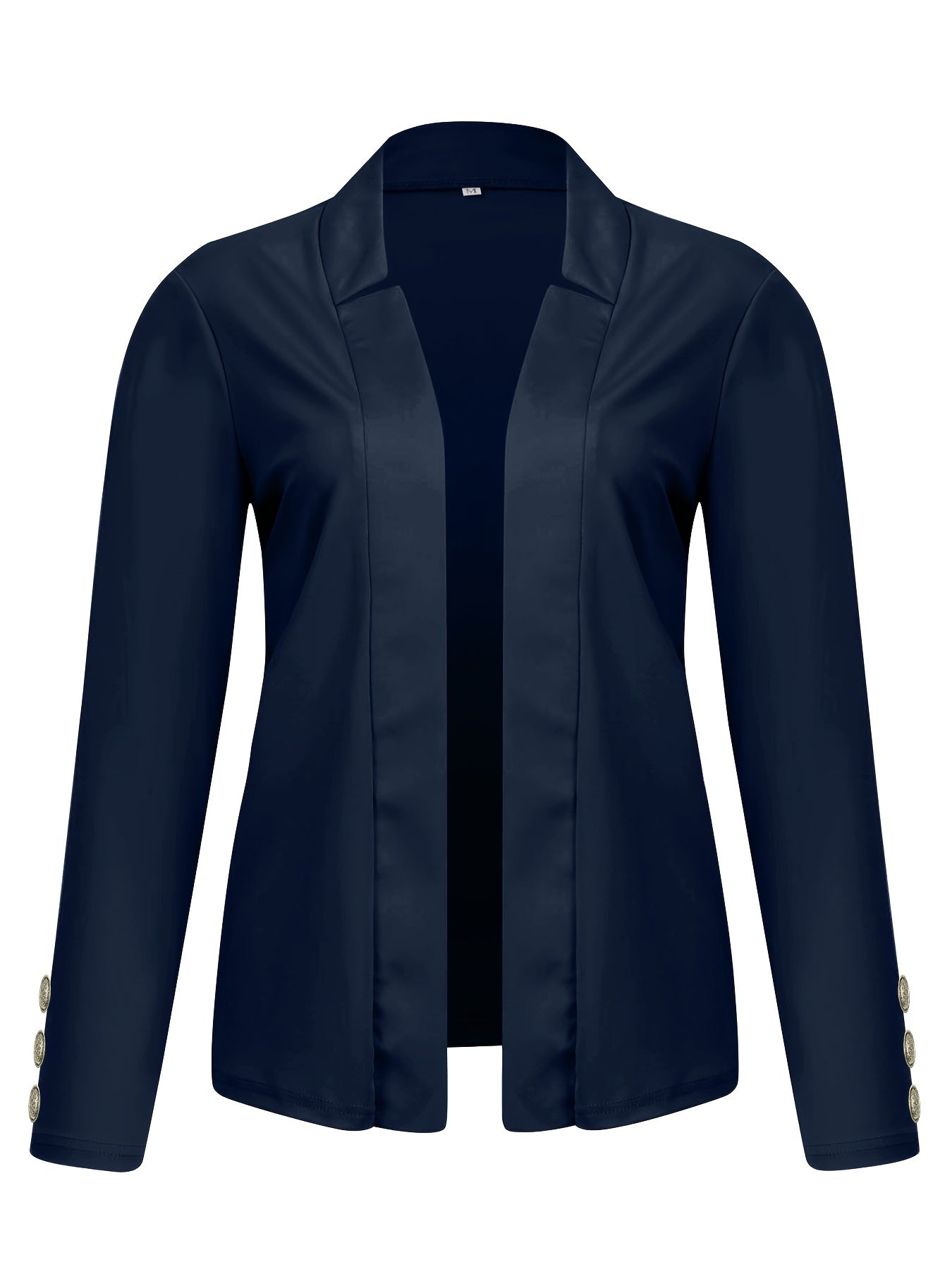 Solid Open Front Blazer, Casual Long Sleeve Button Blazer .