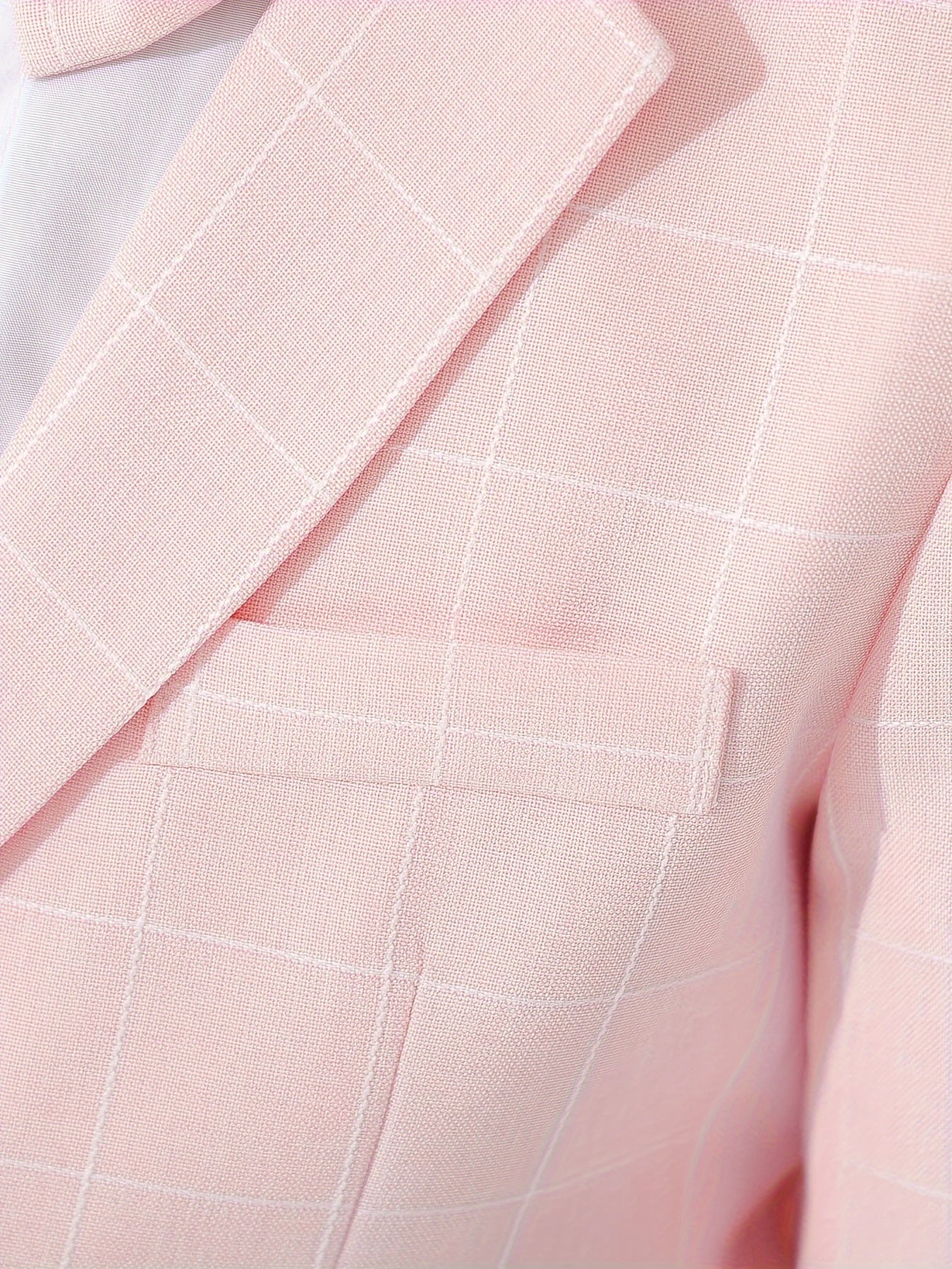 3pcs Boys Formal Plaid Gentleman Outfits, Long Sleeve Blazer.