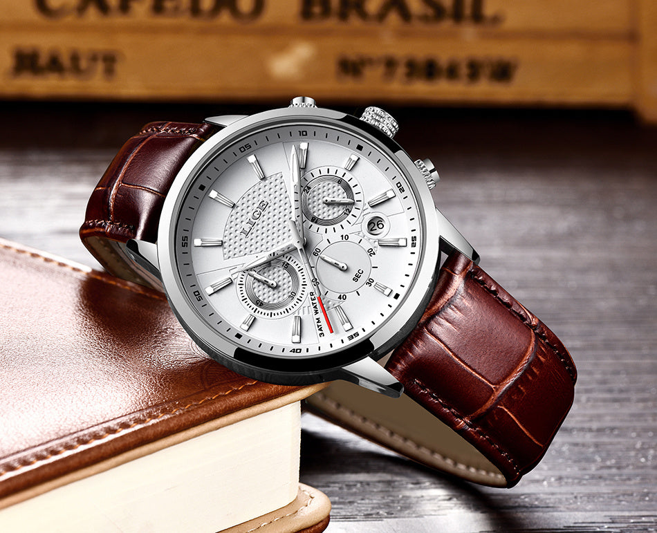 Watches Mens  LIGE Top Brand Luxury Casual Faux Leather Quartz Men's