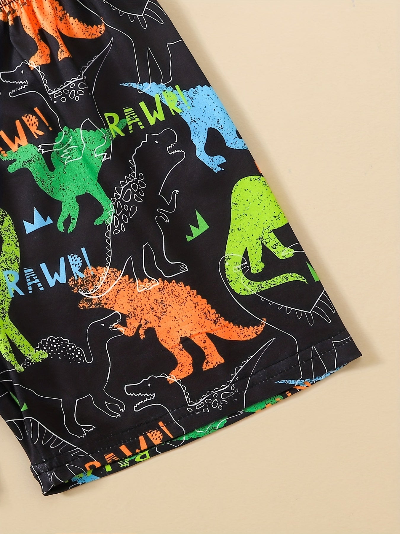 Boys Dinosaur Casual Outfit Round Neck T-shirt.