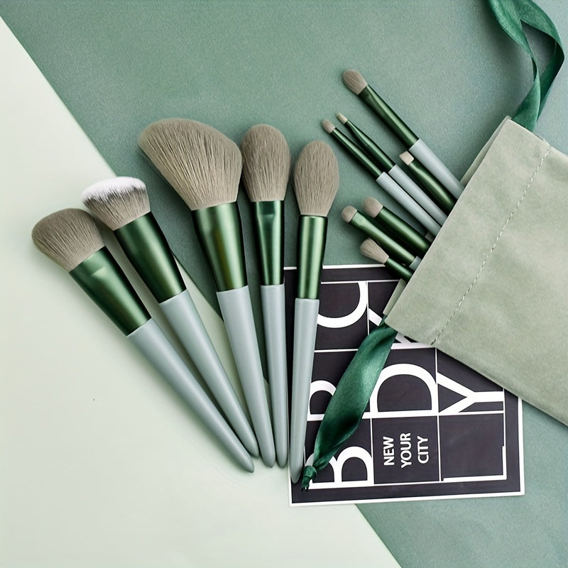 13 PCS Makeup Brushes Set Soft And Fine Artificial Fibers Eye Shadow Foundation Blush Powder Blending Beauty Make Up Tools With Bag Perfect Birthday Gift For Mother Women
