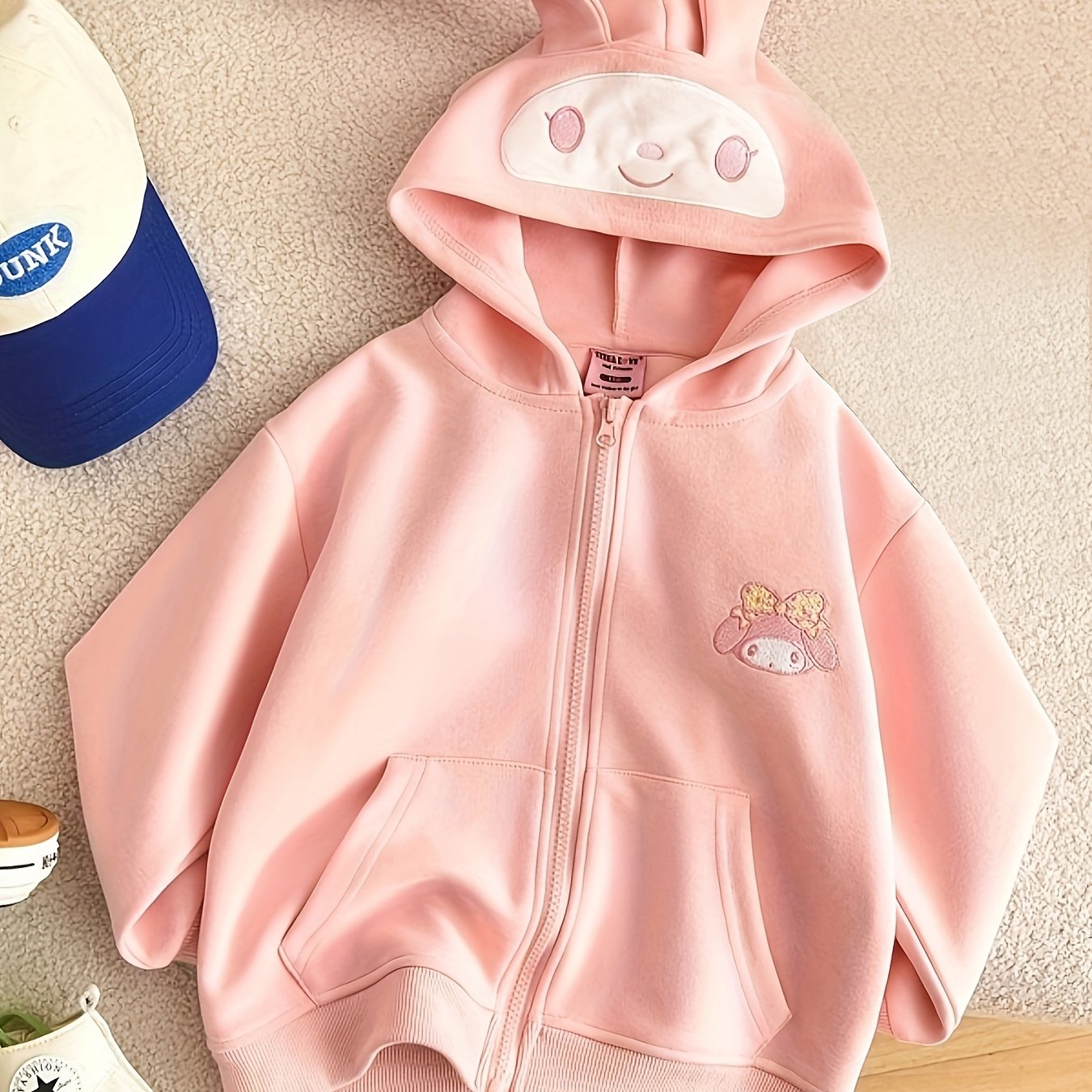 Sanrio-Inspired Cotton Blend Casual Hooded Jackets with Cartoon.