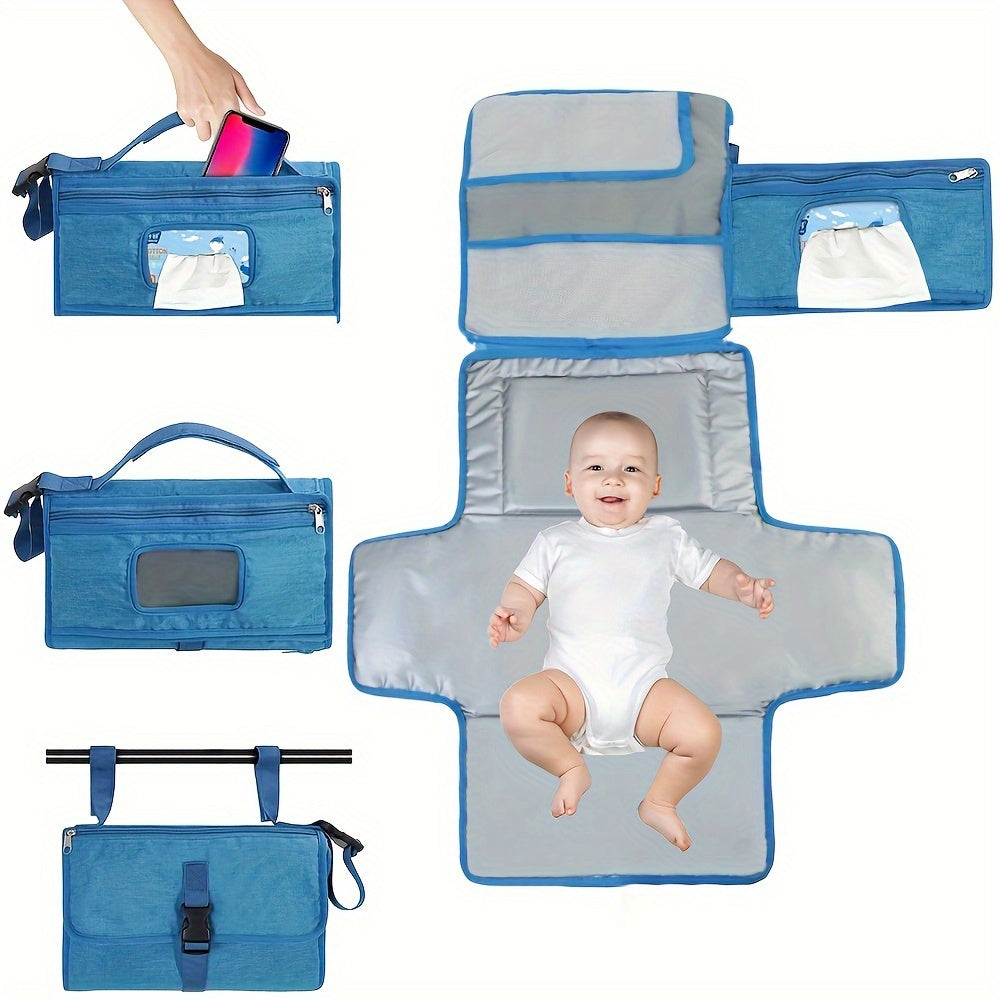 Portable Diaper Changing Pad With Built-in Head Cushion, Newborn Baby Changing Pad With Smart Wipes Pocket, Waterproof Travel Changing Mat Station Kit, Baby Diaper Bag Shower Gift For Boys And Girls, Halloween, Thanksgiving A