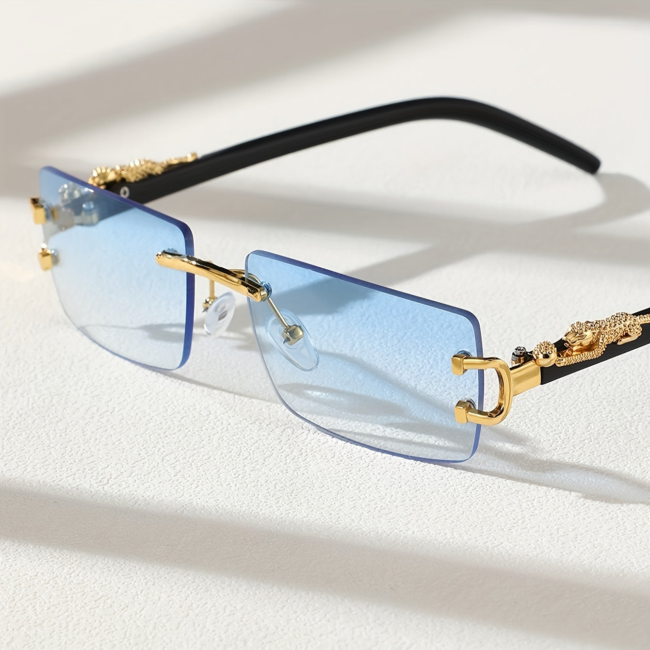 Cheetah Leopard Rectangle For Women Men Rimless Animal Charm