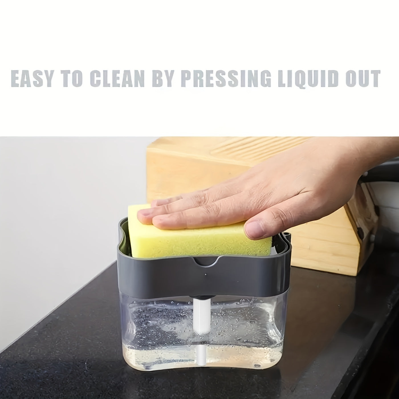 1pc Modern ABS Plastic Dish Soap Dispenser with Sponge Holder,