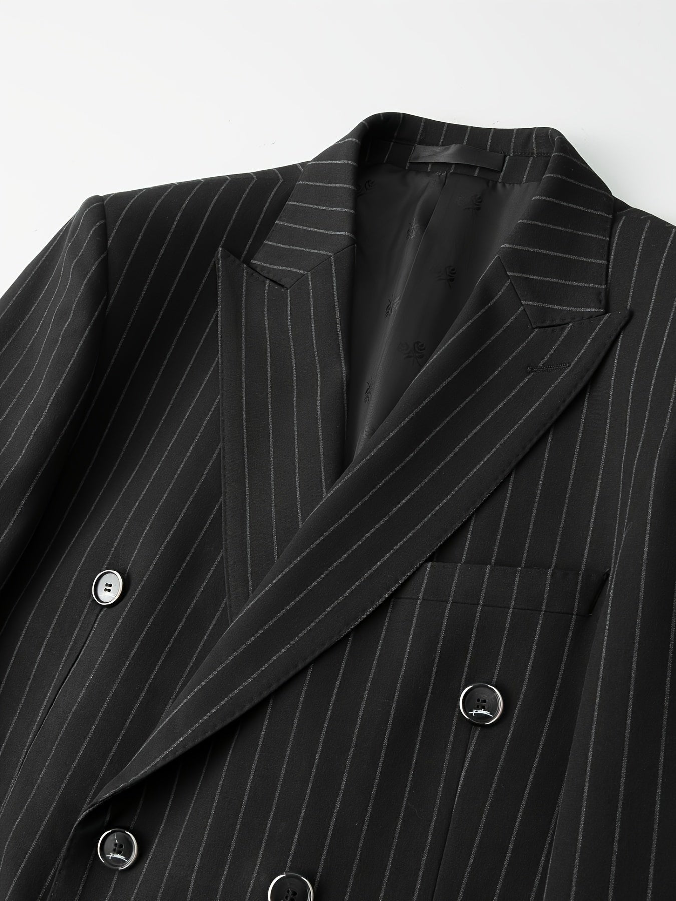 Men's Classic Striped Double-Breasted Blazer,