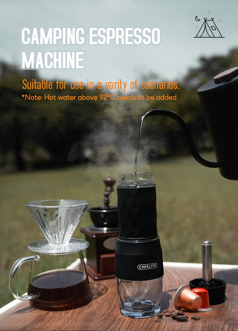 Cafelffe 3in 1 Portable Coffee Machine Manual Capsule Espresso Machine Non-heating, Non-electric, Suitable for Nespresso Capsules, Dolce Gusto Capsules and Grind Coffee, Suitable for Car, Travel, Office, Camping and Hiking, T