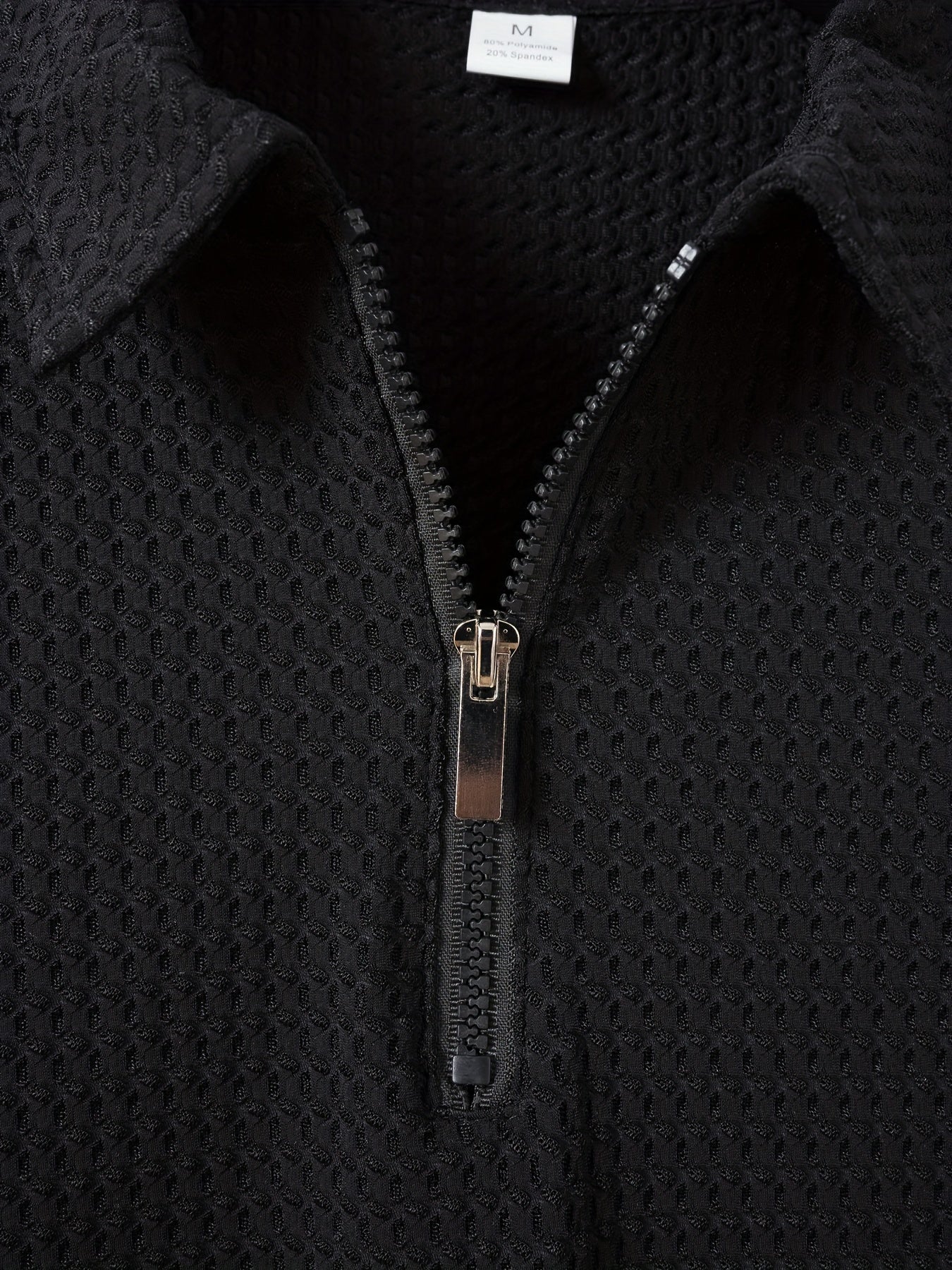 Men's Solid Color Quarter Zip Golf Shirt, Breathable Short Sleeve .