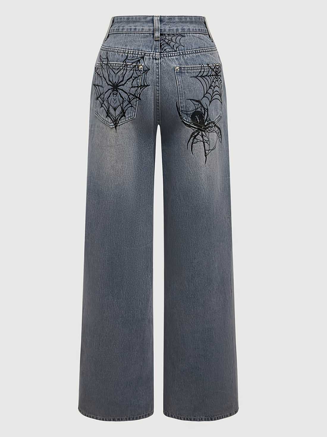 AW25 Women'S Streetwear Spider Print Wide-Leg Jeans - ./MH