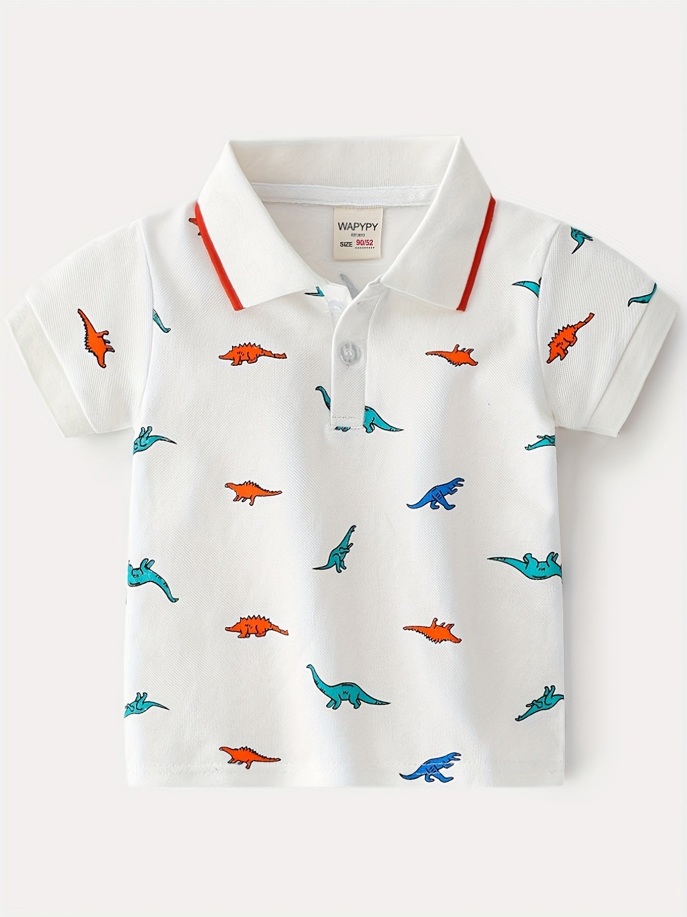 Toddler Boys Dinosaur Graphic Button Short Sleeve Cotton Casual Polo Shirt Top Kids Summer Clothes
