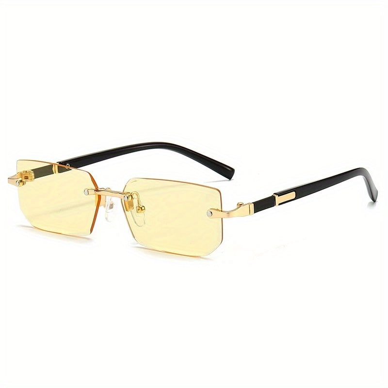 Rimless Rectangle Fashion Metal Shades Eyeglasses Small Women .