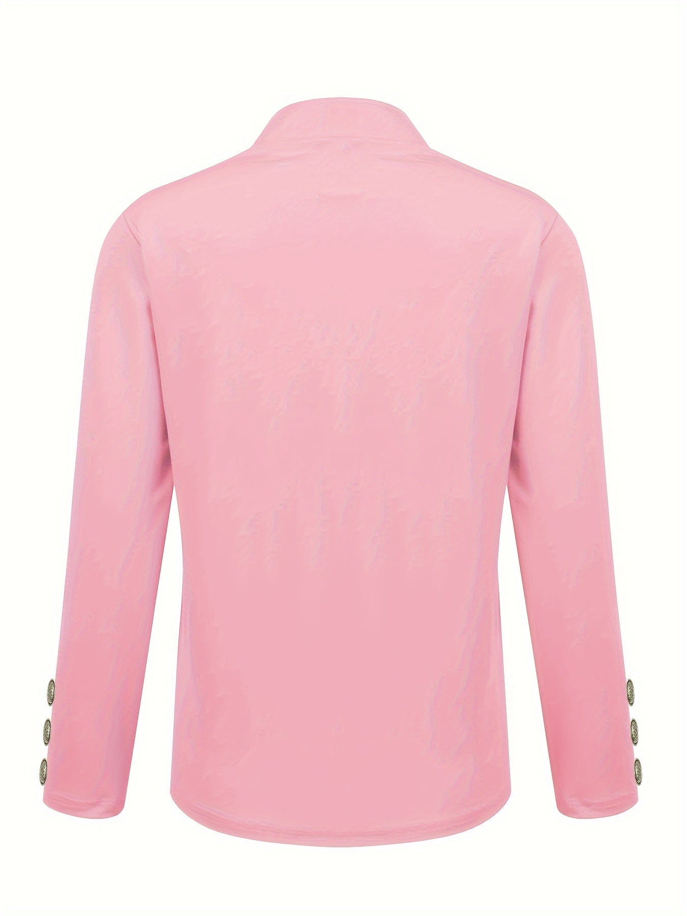 Solid Open Front Button Decor Blazer, Elegant Long Sleeve Blazer.