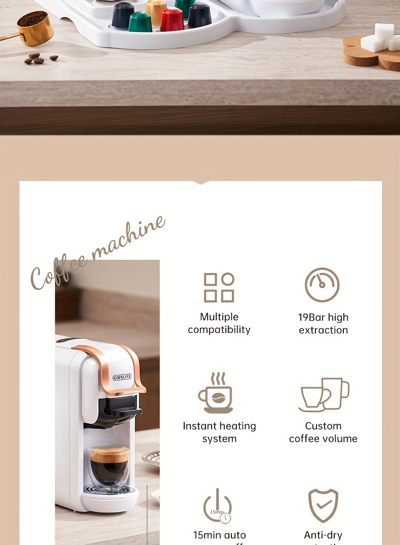 1pc Coffee Maker For Single Pods CAFELFFE 4 In 1 Coffee Machine Hot/Cold Dolce Gusto Milk Nespresso Capsule ESE Pod Ground Coffee Cafeteria 19Bar Teacher's Day Halloween Christmas Wedding Birthday Valentines Day Gift Coffee T