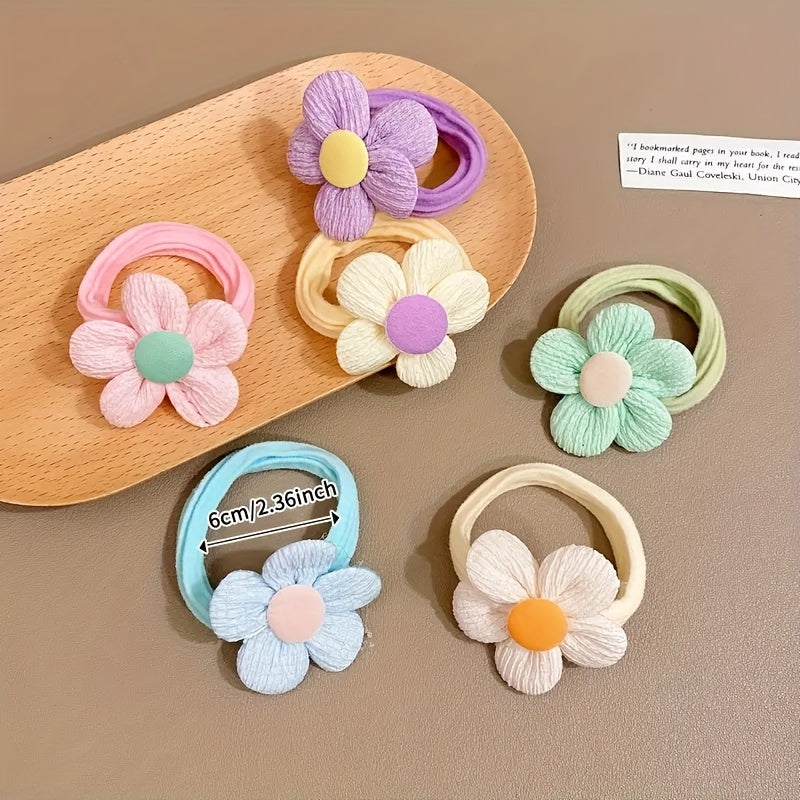 6/8/12/20pcs New Cute Sweet Flower Bow Girls Women Elastic Hair Bands Hair Ties Princess Hair Accessories Headwear