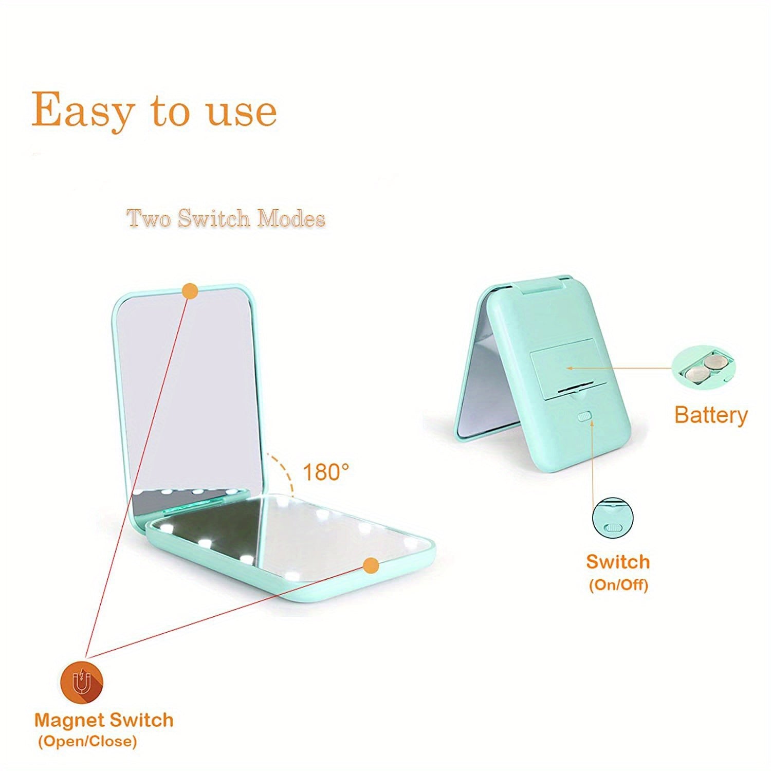 LED Pocket Makeup Mirror, 1X/3X Magnified LED Mini Compact
