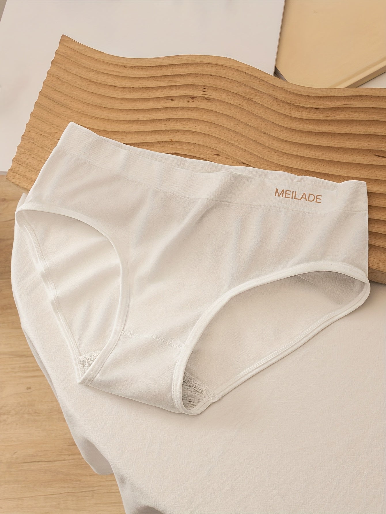 5pcs Seamless Panties Mid Waist Maillard Color Women'S Briefs Lifting High '/MH