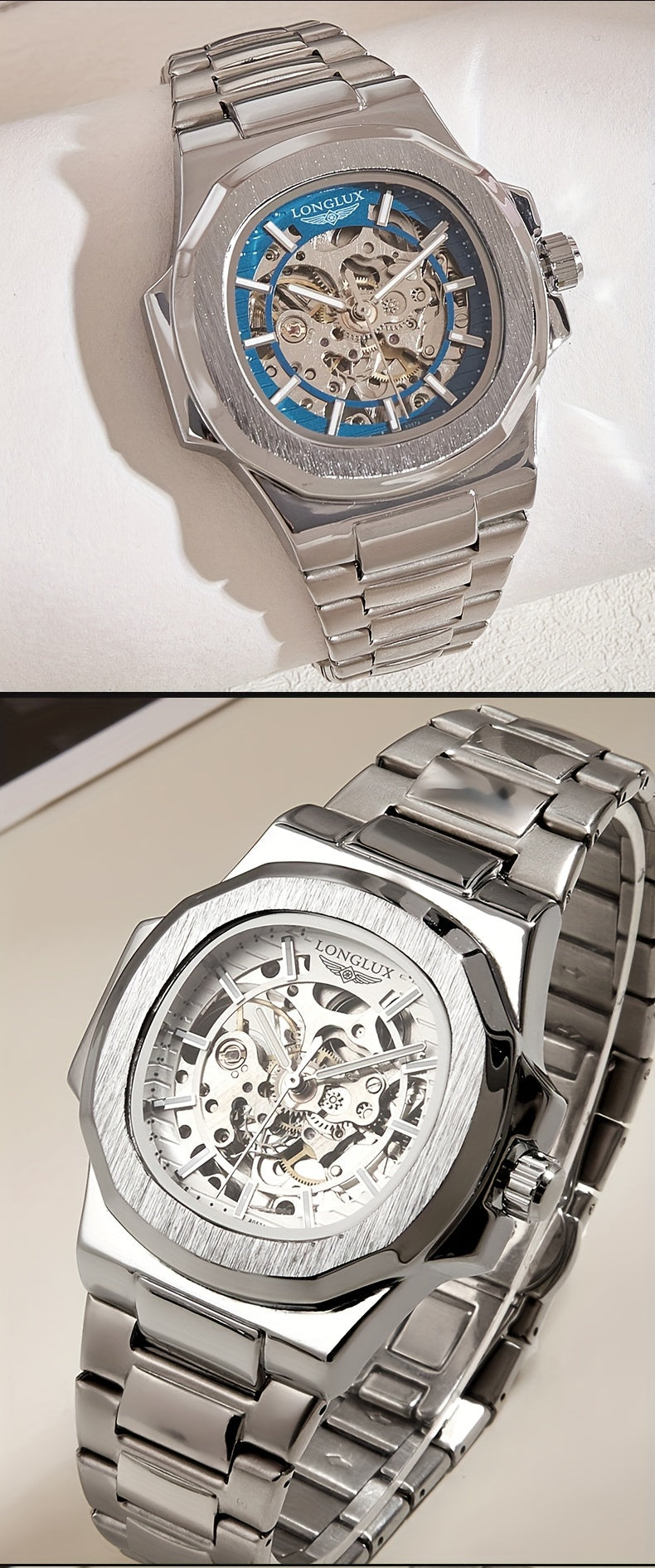 Dial4.1cmNautilus Watch For Men Fully Automatic Business Leisure Watch All Metal Case Steel Bow Strap With Butterfly Clasp Trend Fashion Luminous Waterproof Watch Christmas Gift Valentine's Day Gift