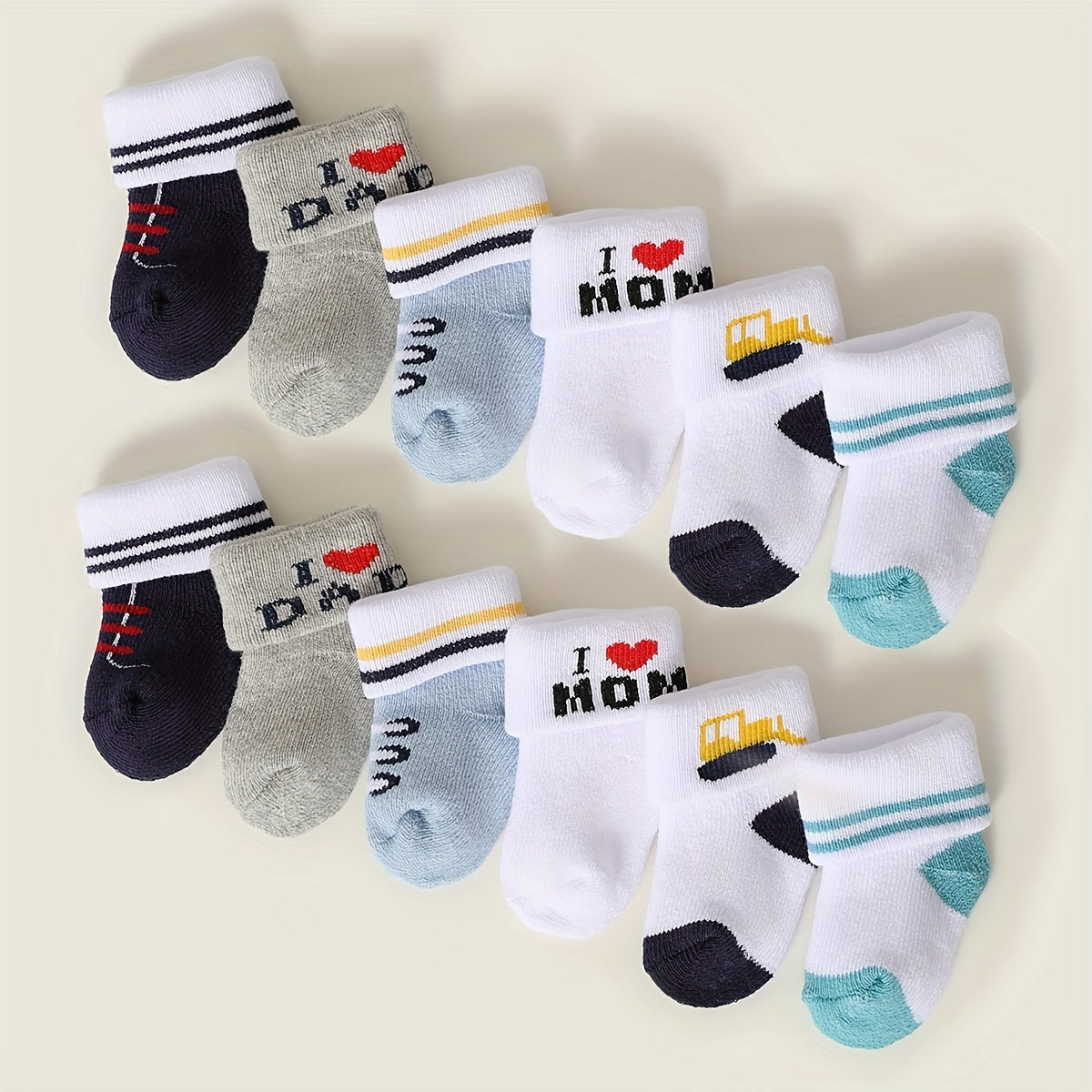 6/12 Pairs Baby Socks -  for Boys & Girls, /MH