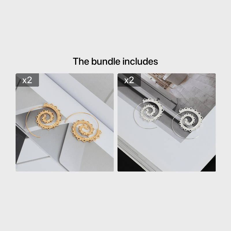 Exaggerated Large Spiral Earrings Swirl Gear Heart Shape Vintage Ear Jewelry For Women 1Pair
