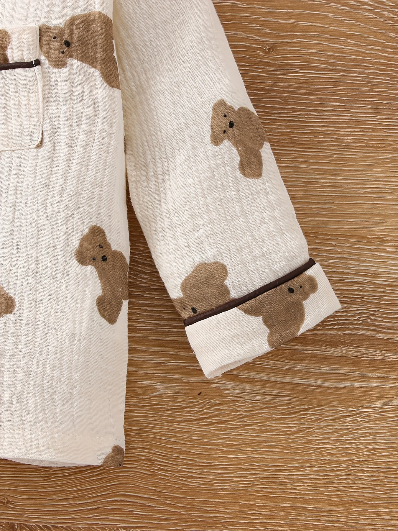 Kid's 2pcs Muslin Pajamas, Long Sleeve Button,