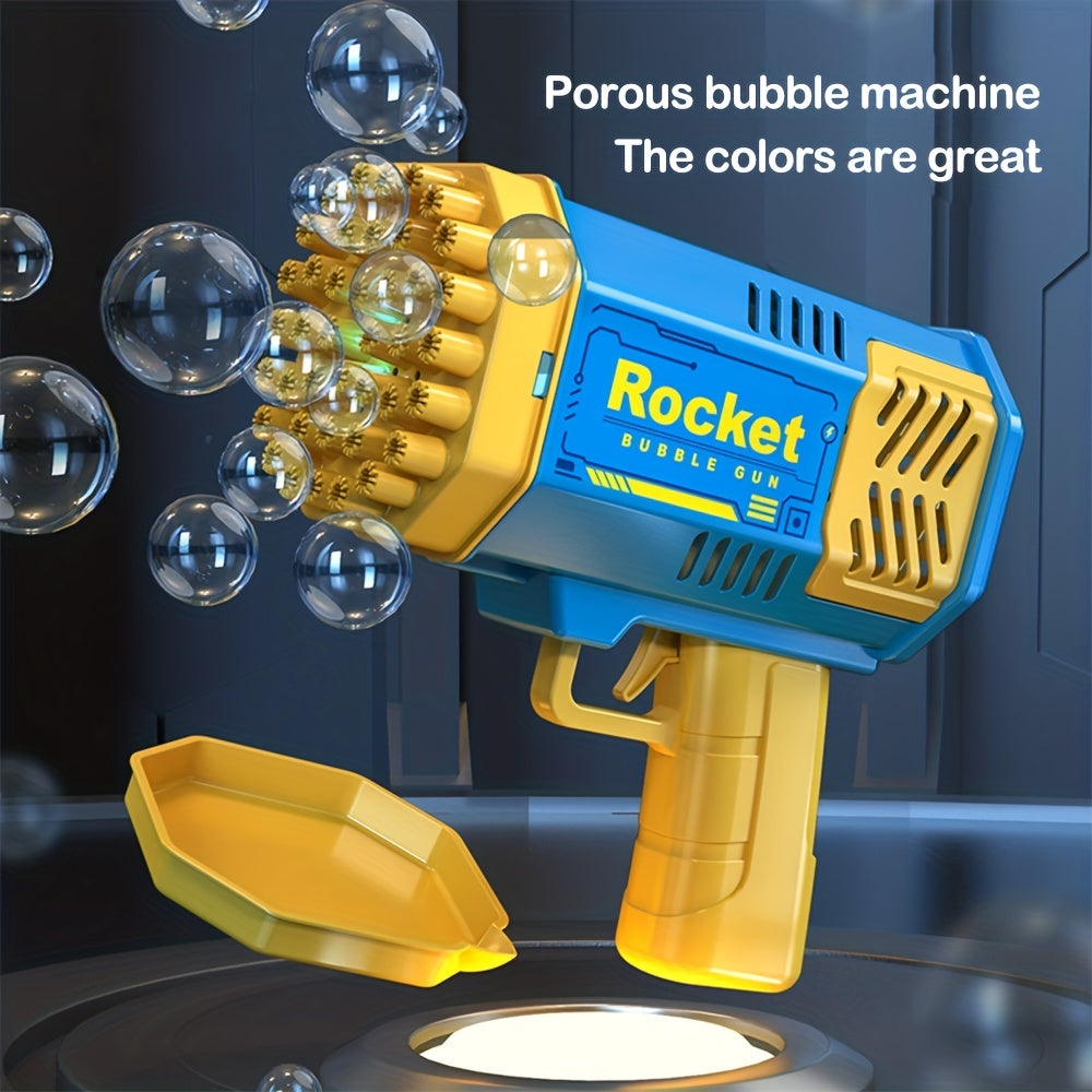40-hole electric bubble Machine Handheld Gatling Automatic Bubble Gun Children's Portable Outdoor Party Toy LED Light Hair Dryer, As Halloween, Chrismas Gift ( without bubble liquid and battery)