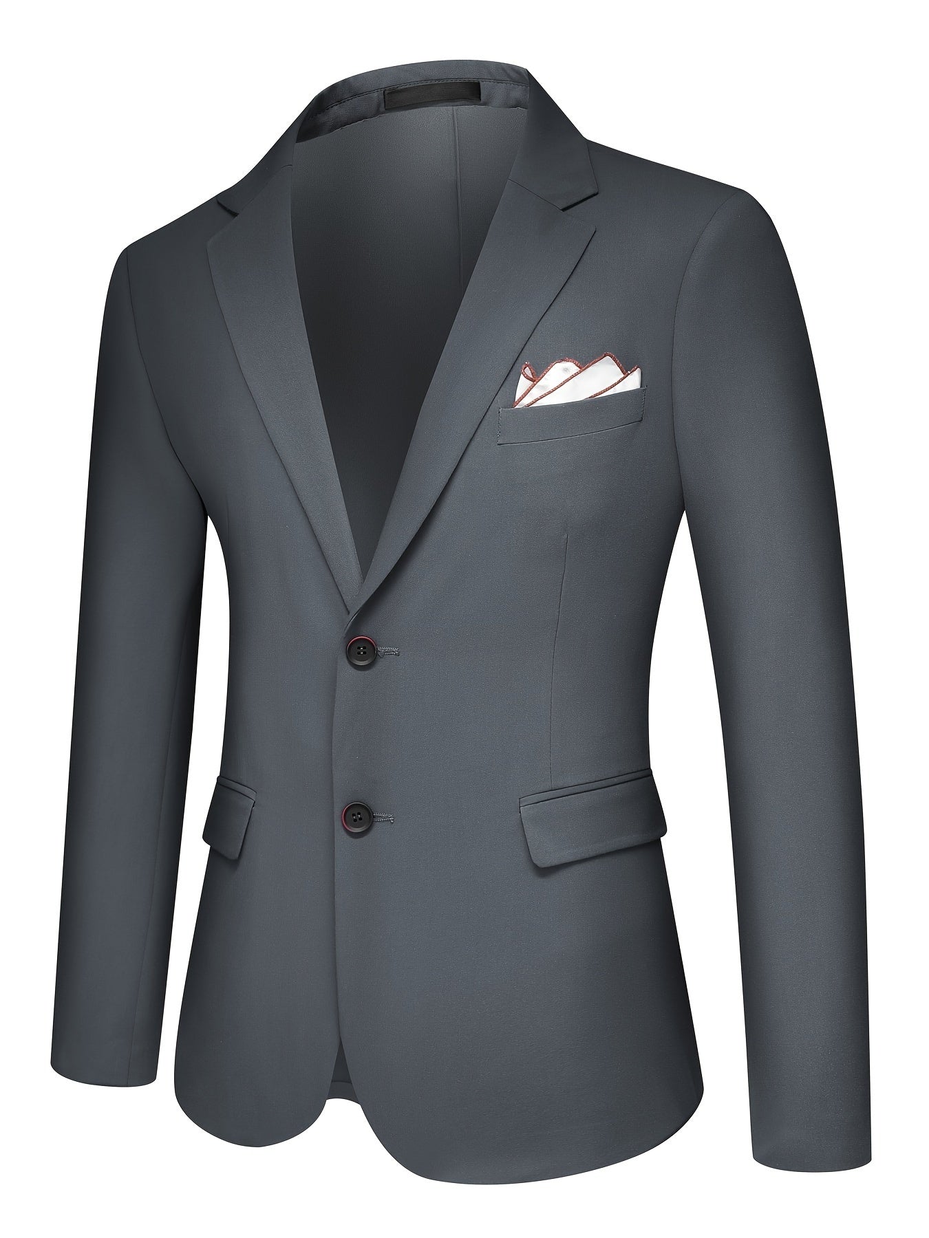 3-Piece Men's Solid Color Suit Set, Blazer Jacket + Vest + Pants,