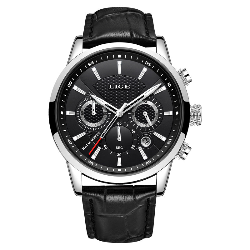 Watches Mens  LIGE Top Brand Luxury Casual Faux Leather Quartz Men's