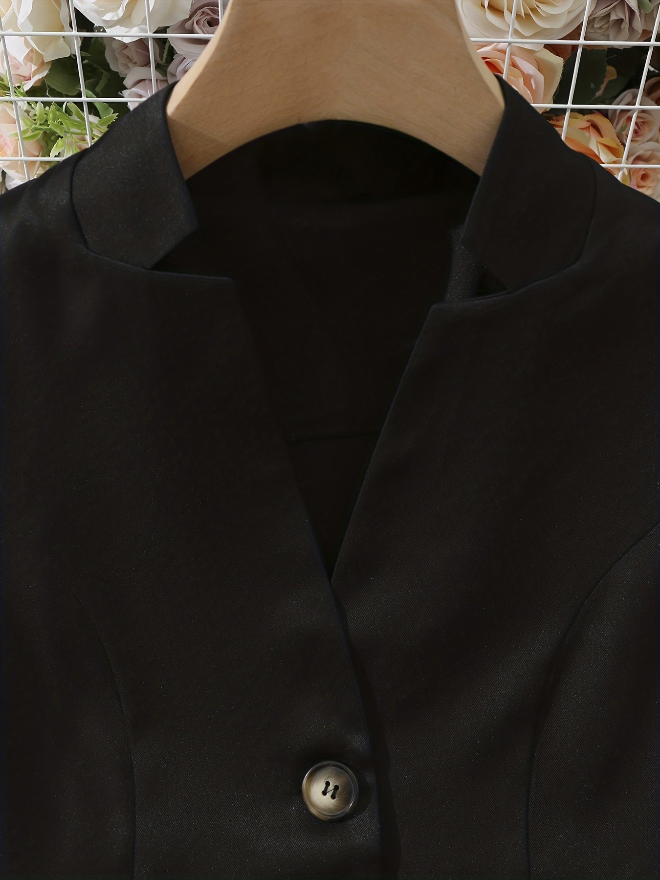 Solid Button Front Blazer, Elegant Sleeveless Blazer For Office,