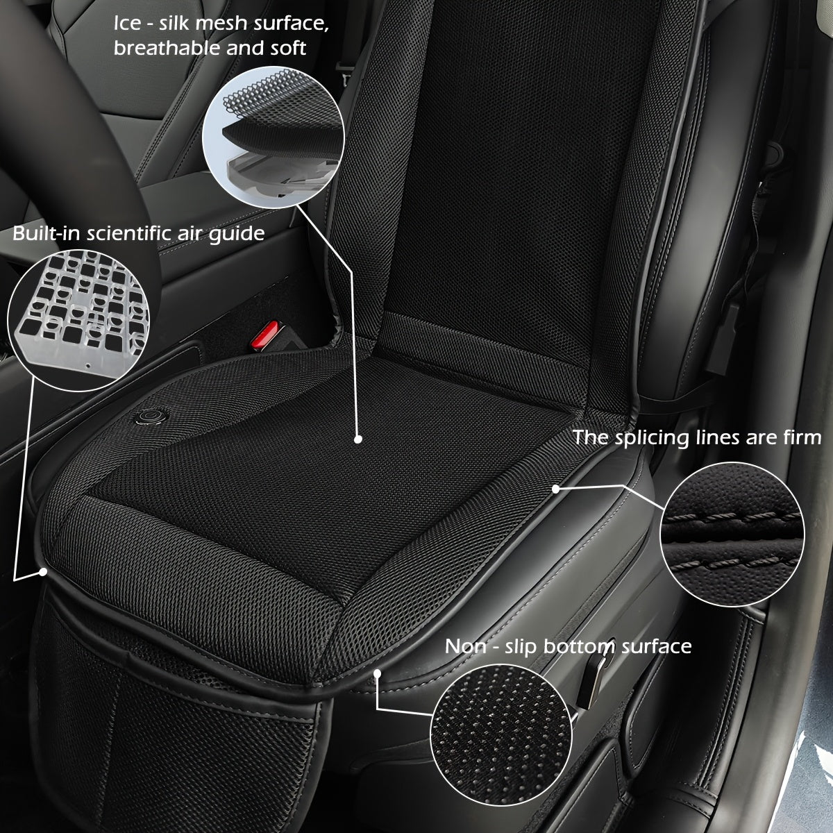 Ultra-Cooling Cooling Car Seat Cushion with Turbo Fan & Ice-Ice silk Mesh - 360° Air Circulation